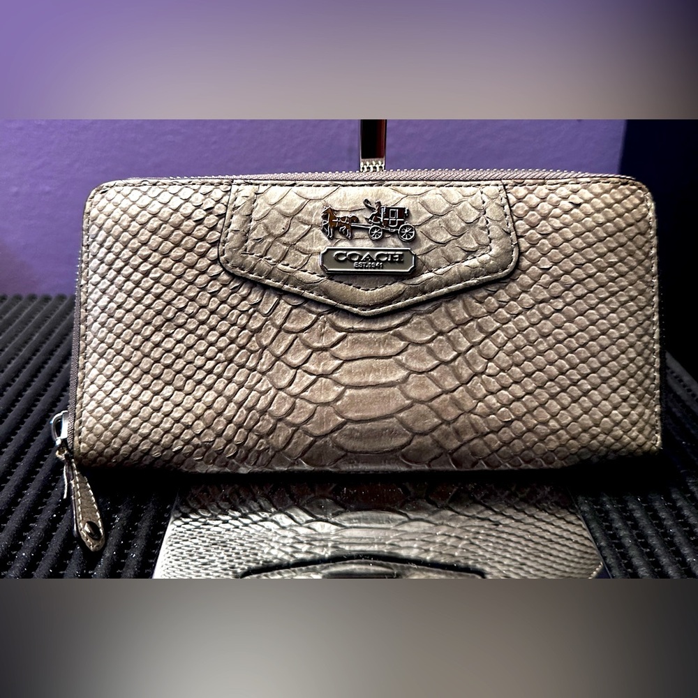 Coach Madison Embossed Python Leather Accordion Wallet